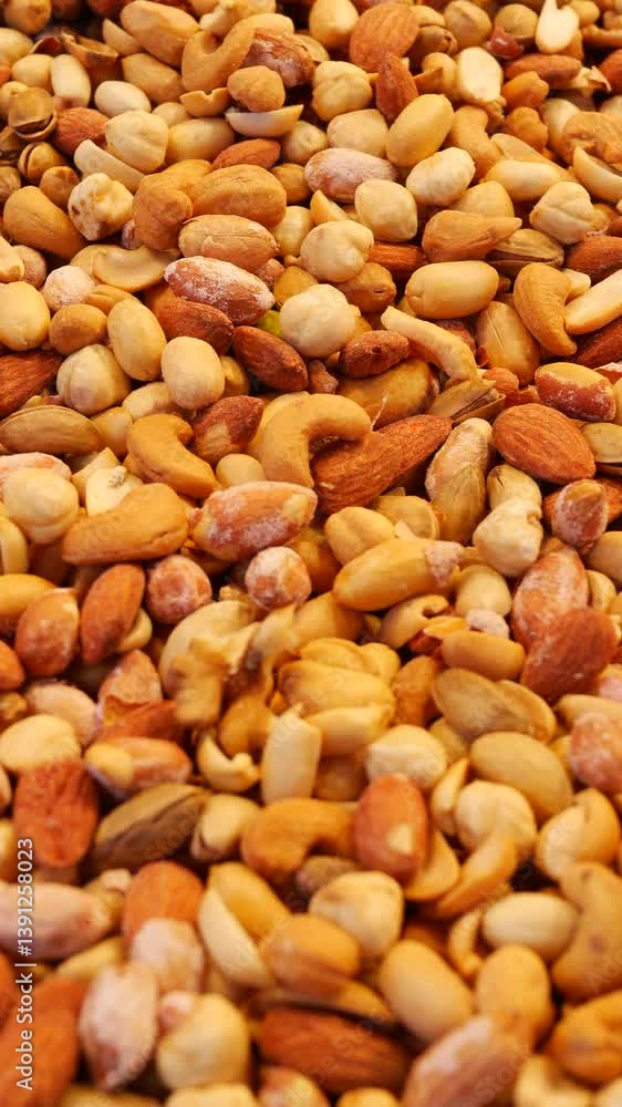 Healthy mixed nuts collection in vibrant marketplace display