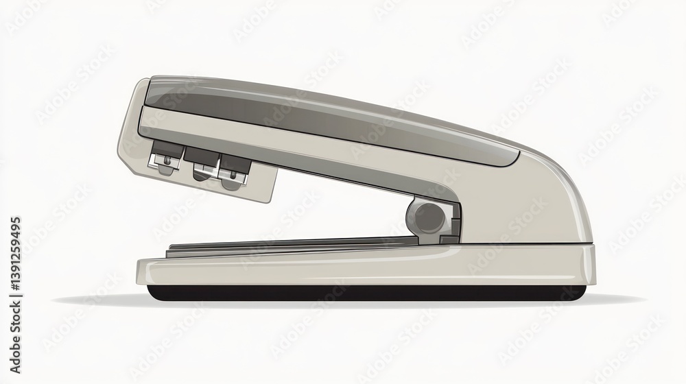 Gray Stapler, side view. Detailed illustration Gray Stapler, side view. Detailed illustration