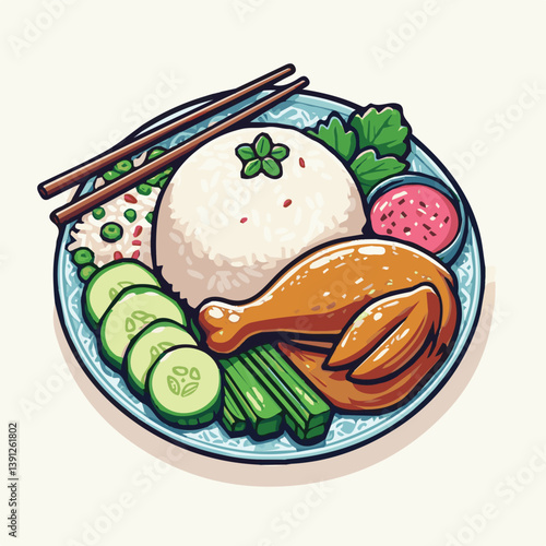 delicious, food, lunch, chicken, dish, asian, dinner, gourmet, rice, white, cuisine, sauce, healthy, cucumber, meal, breakfast, singapore, soup, restaurant, chinese, closeup, background, green, cultur