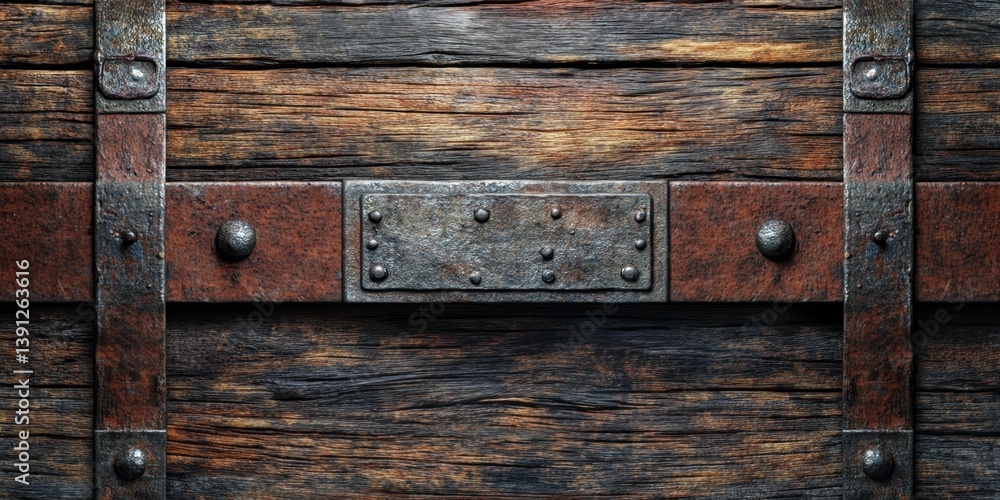 Fototapeta premium Aged Wooden Chest with Iron Bands