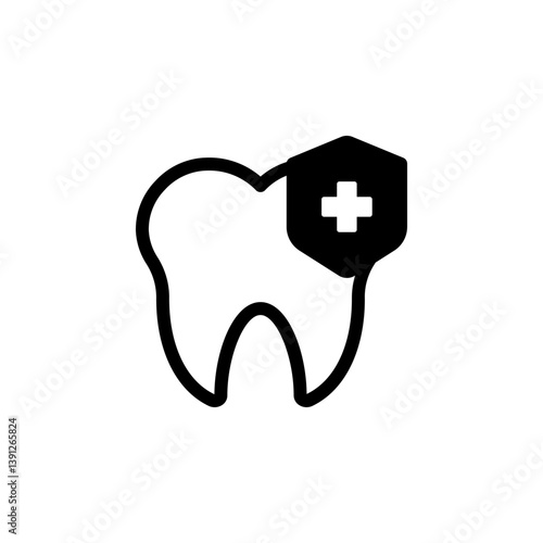 tooth with a shield icon. representing dental protection, care, and health. Suitable for dental clinics, hygiene product advertising, and educational materials