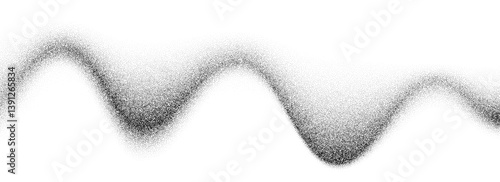 Black grain wavy gradient texture. Stippled flowing grit background. Grungy noisy dot work wallpaper for banner, poster, brochure. Vector undulate sand dune backdrop with speckles, particles, granules