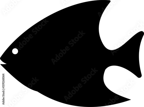 fish on black background,angel fish silhouette isolated on white-background