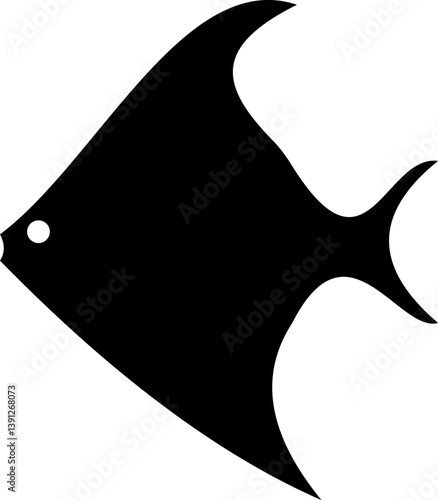 fish on black background,angel fish silhouette isolated on white-background