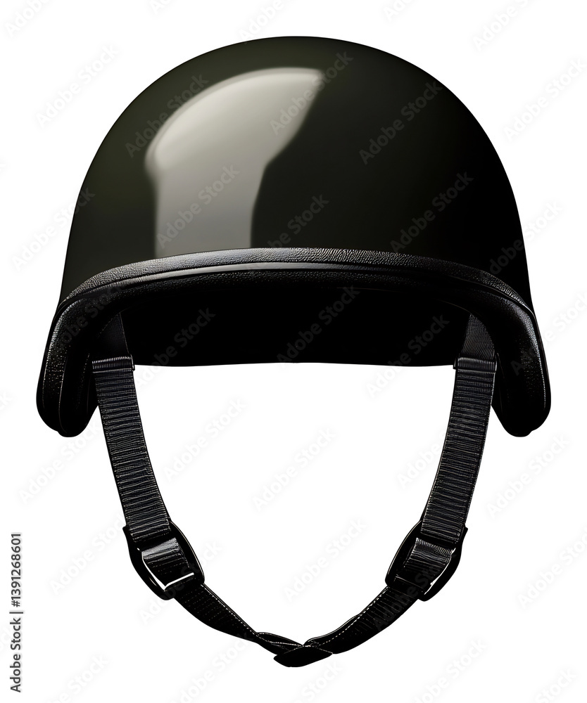 Fototapeta premium Sleek dark green military helmet powerfully protects head. AI Generated
