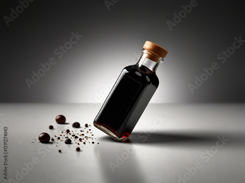 Black balsamic vinegar bottle realistic photo  Created using generative AI tools