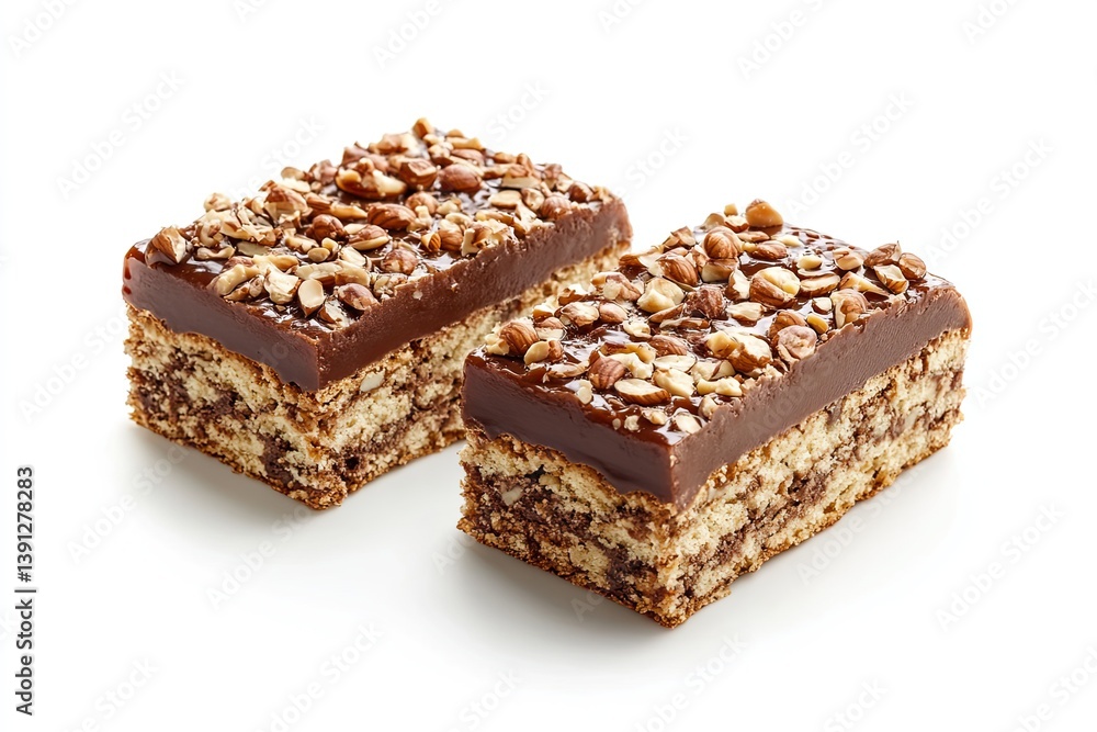 A realistic photo of Hazelnut Praline Cake, hyper-realistic, isolated on white A realistic photo of Hazelnut Praline Cake, hyper-realistic, isolated on white