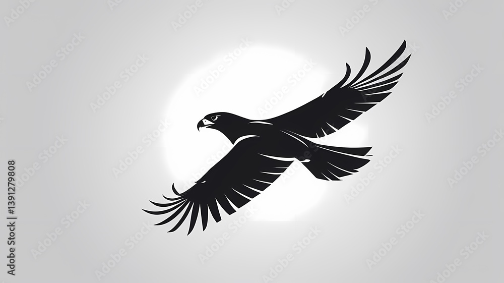 Fototapeta premium Silhouette of a soaring hawk, bold and professional, vector format, suitable for aviation or outdoor brands