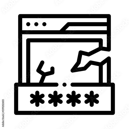 cracked password line icon