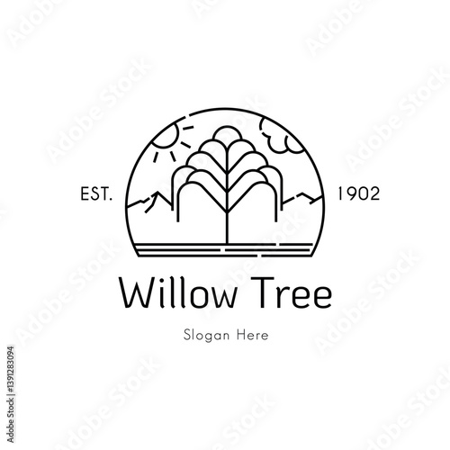 Willow Tree Logo Outline Organic Minimalist