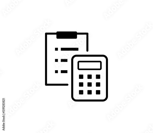 電卓と書類のアイコンイラスト　ベクター
