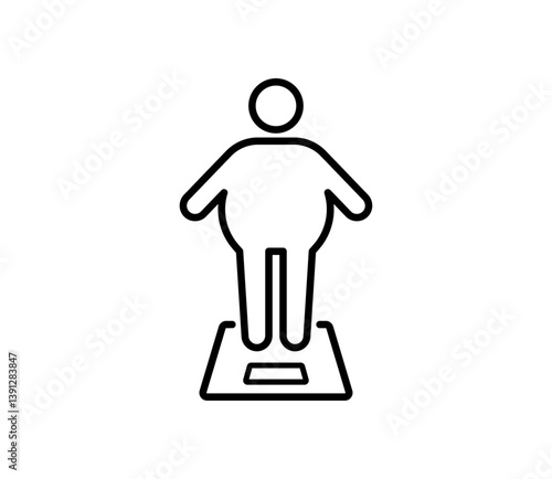 体重計に乗る太った人のアイコンイラスト　ベクター
