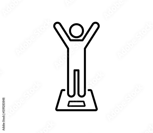 体重計に乗って喜ぶ人のアイコンイラスト　ベクター
