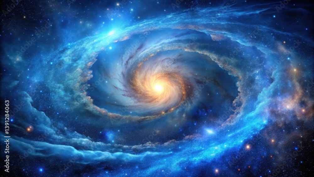 Swirling clouds of blue gas and dust in a distant galaxy's central bulge Swirling clouds of blue gas and dust in a distant galaxy's central bulge