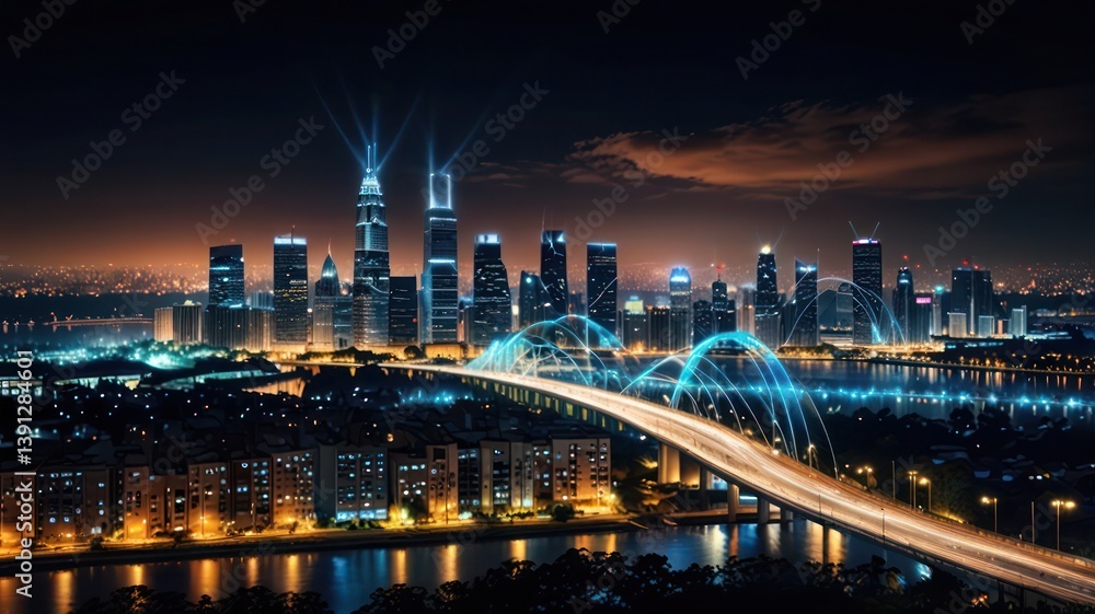 Obraz premium night view of the city