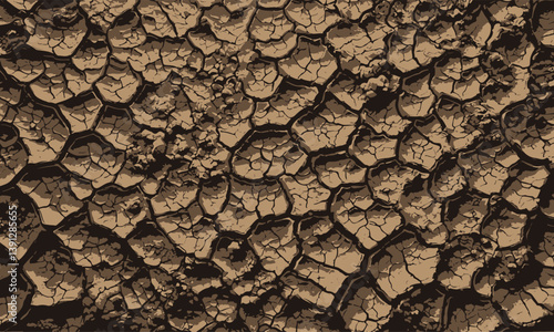 Cracked dry earth texture in earthy brown tones. A detailed and organic pattern representing drought, desert, or natural soil surface.