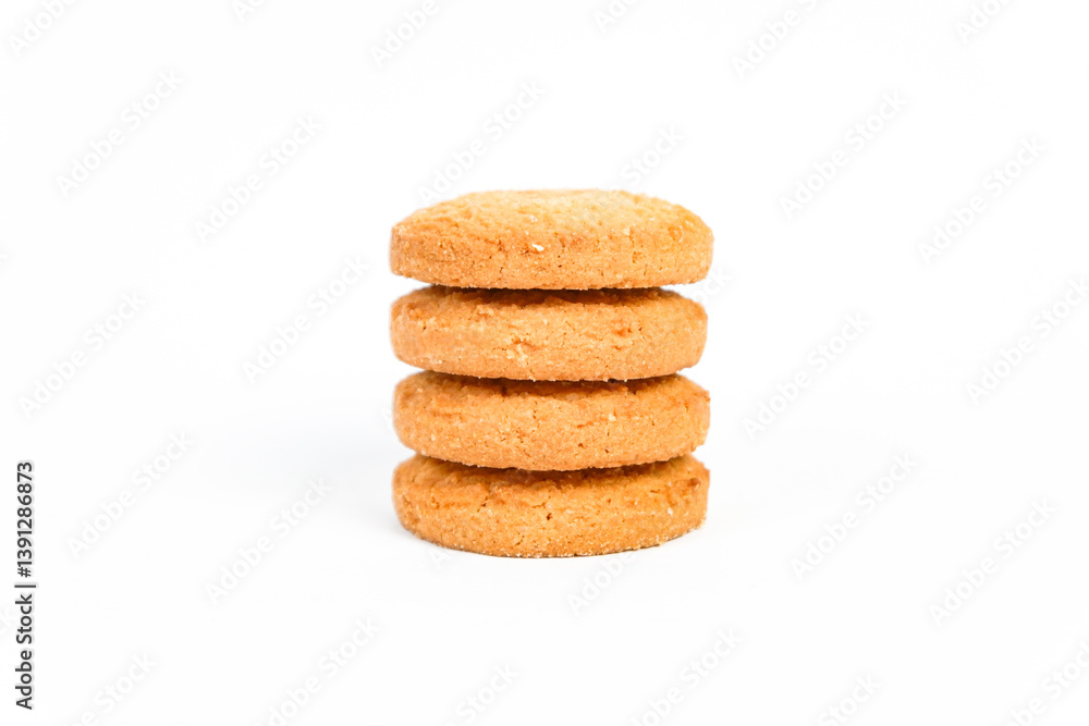 Stack of cookies on white background. sweet dessert biscuits Stack of cookies on white background. sweet dessert biscuits