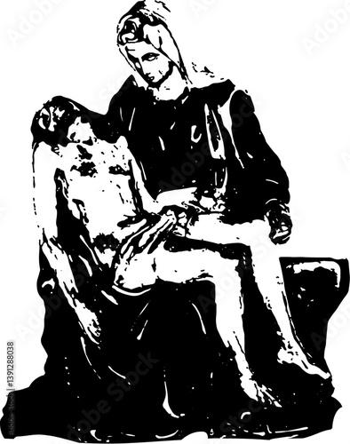 Mother Mary holding the body of the Lord Jesus