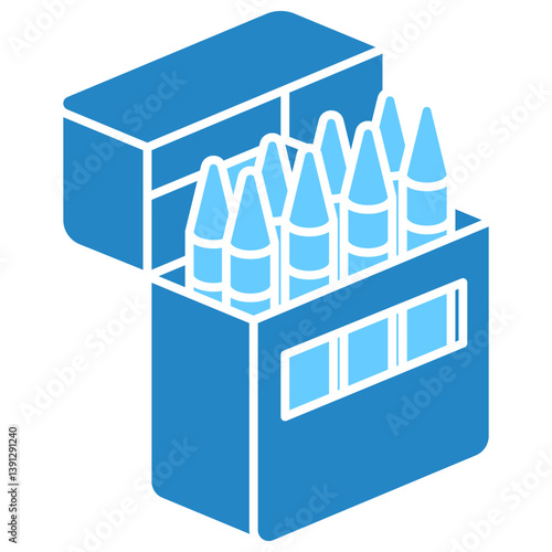 Crayons isometric 3D dual tone icon, mini illustration. use for modern concept, print, UI, UX kit, web and app development. Vector EPS 10, related to learning and education, science
