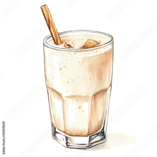 Horchata, watercolor illustration, isolated on a white background.


