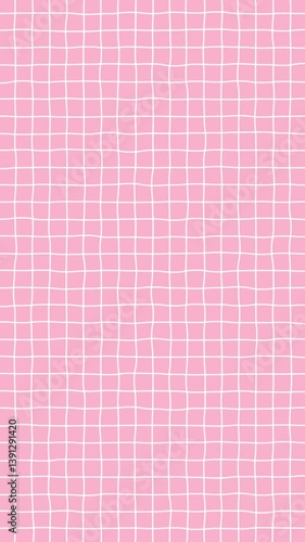 手描き風の白い線がカクカク動く方眼紙のシンプルな背景のループ動画（ピンク）【縦長ビデオ】