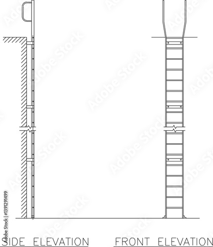 silhouette design vector illustration sketch Ladder and stepladder for emergency stairs 