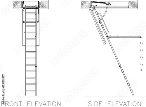 silhouette design vector illustration sketch Ladder and stepladder