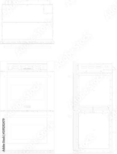 silhouette design vector illustration sketch of modern cooking appliance oven furniture for heating food in the kitchen