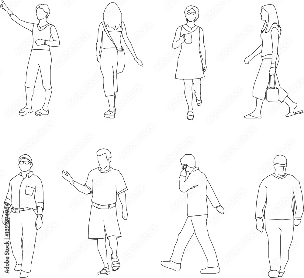 silhouette design vector illustration sketch of a group of people with all their activities silhouette design vector illustration sketch of a group of people with all their activities