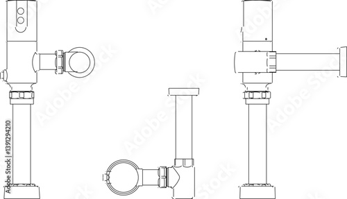 silhouette design vector illustration sketch Manual toilet flush meter 