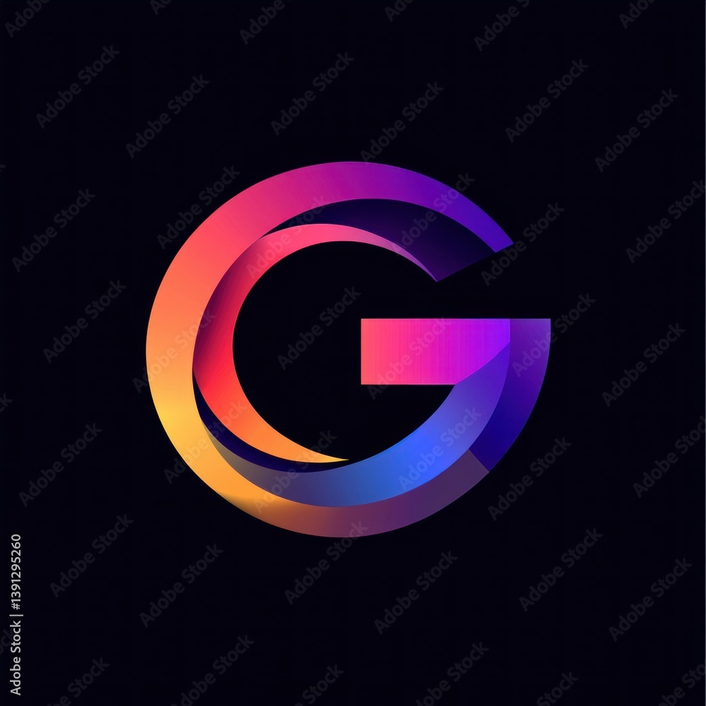 Fototapeta premium A Gradient Colored Letter G Graphic Against a Black Background