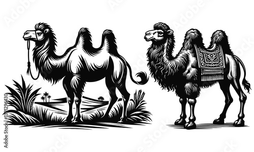 camels vector illustration