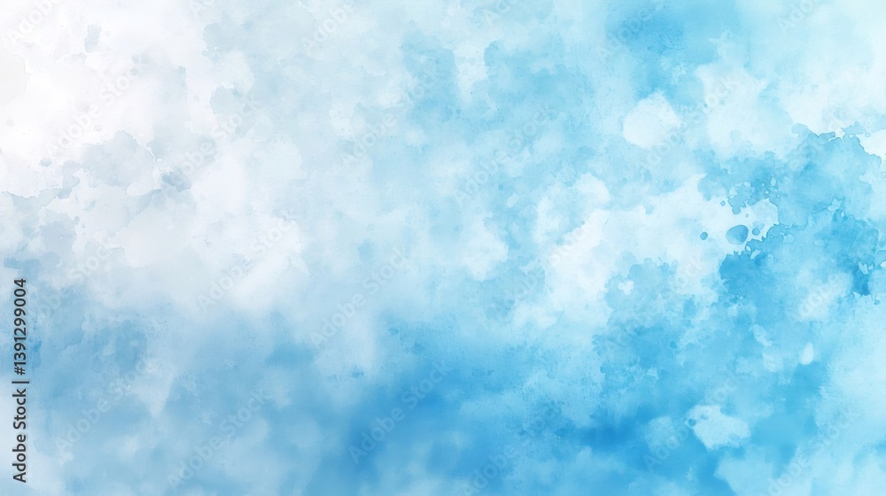 Abstract Watercolor Painting With Blue And White Hues Creating Atmospheric Light Effect Abstract Watercolor Painting With Blue And White Hues Creating Atmospheric Light Effect
