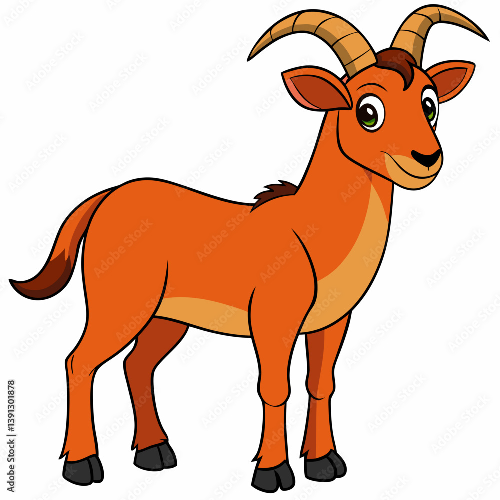 Obraz premium Urial Animal Cartoon Clipart: Colorful Wildlife Vector Illustration Design