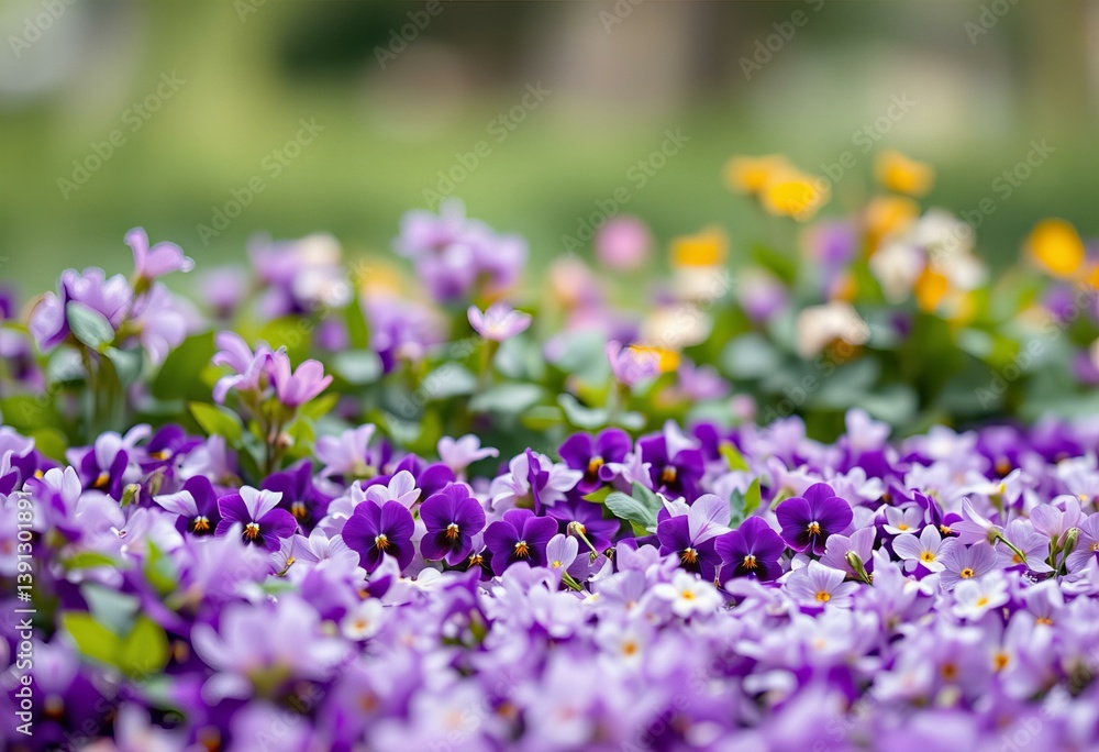 Fototapeta premium Visual Carpet of violets in a garden.