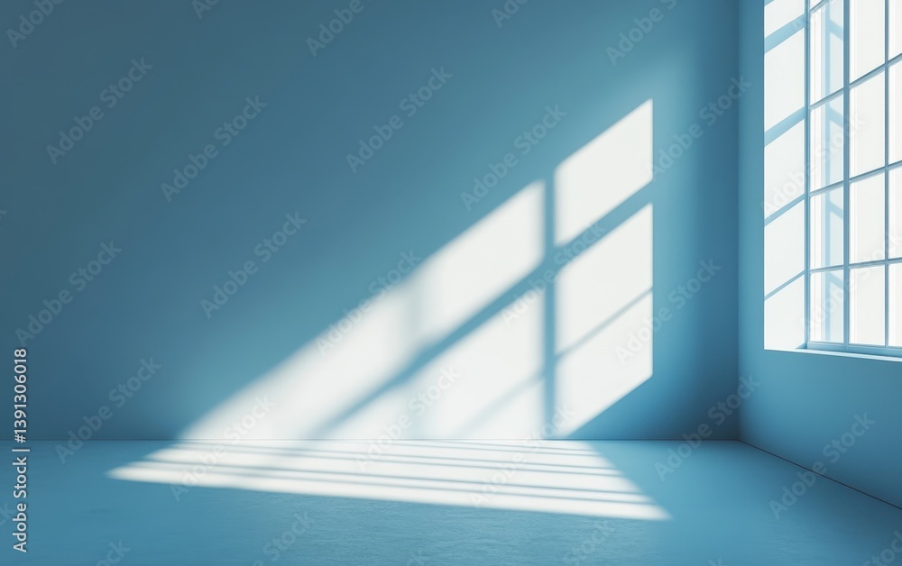Fototapeta premium Empty room with sunlight streaming through a large window