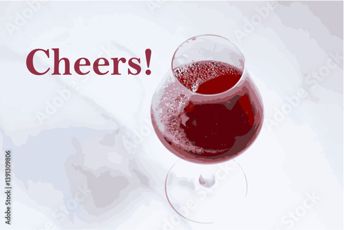 赤ワインのグラスのベクター素材と、乾杯Cheerrs!のロゴマークで、楽しくワインを味わうワイン・タイムWine Timeのイメージ
