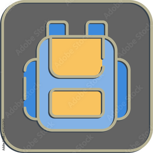 Icon bag. School and education elements. Icons in embossed style. Good for prints, posters, logo, advertisement, infographics, etc.