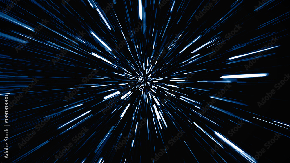 Abstract flight in space hyper jump illustration