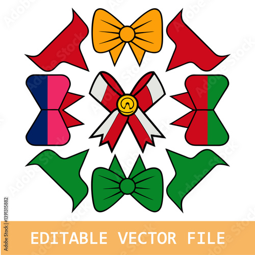 Different colored awareness ribbon collection. Set of colorful awareness ribbons regarding mental health,heart diseases,autism,PTSD and other conditions and disorders. Vector illustration, flat ... Se