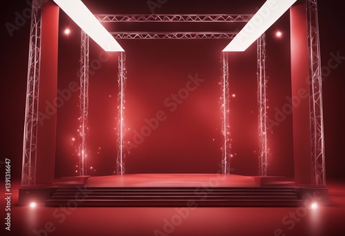 celebration podium red award scene products stage promotion lighting display background championship first presentation champion show dais spotlight ceremony illumination round circle challenge