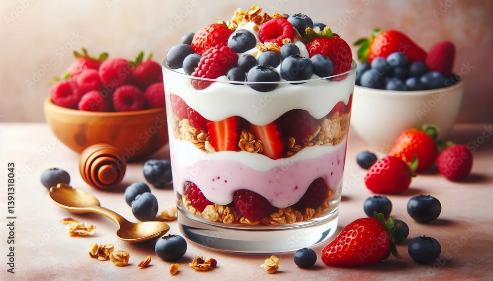Berry Yogurt Parfait A layered mix of yogurt fresh berries grano Berry Yogurt Parfait A layered mix of yogurt fresh berries grano