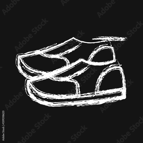 Icon shoes. School and education elements. Icons in chalk style. Good for prints, posters, logo, advertisement, infographics, etc.