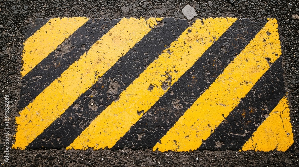 Fototapeta premium A yellow and black striped road sign