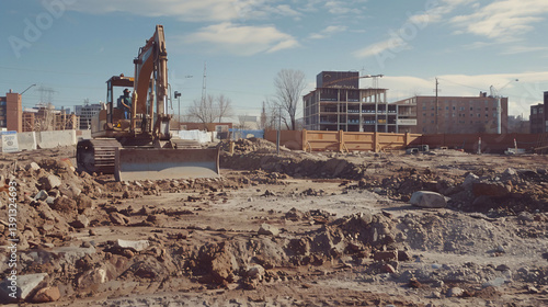 Worker Operating Bulldozer Heavy Equipment
