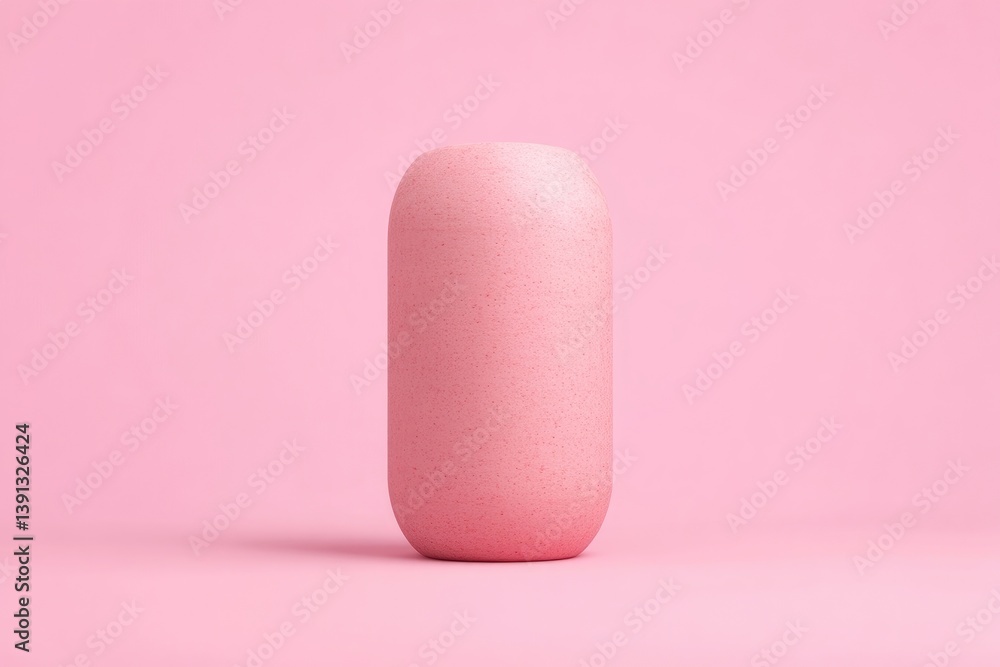 Pink cylinder-shaped object on a pink background Pink cylinder-shaped object on a pink background