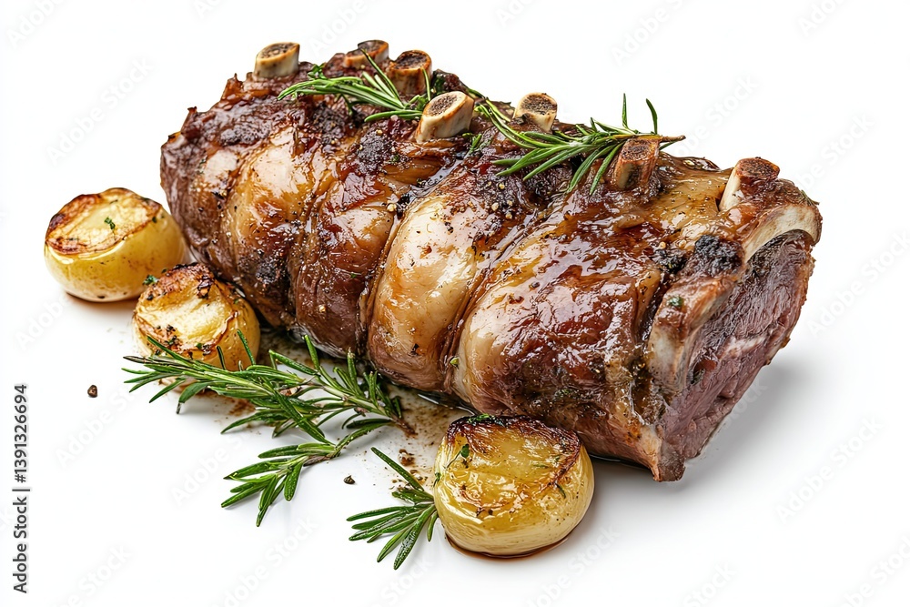A realistic photo of Braised Lamb Neck, hyper-realistic, isolated on white A realistic photo of Braised Lamb Neck, hyper-realistic, isolated on white