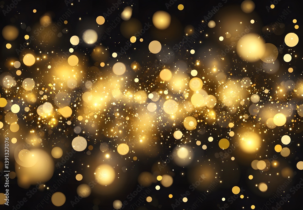 A Dazzling Display of Golden Lights and Sparkling Stardust on a Midnight Black Background, Perfect for Festive Celebrations A Dazzling Display of Golden Lights and Sparkling Stardust on a Midnight Black Background, Perfect for Festive Celebrations
