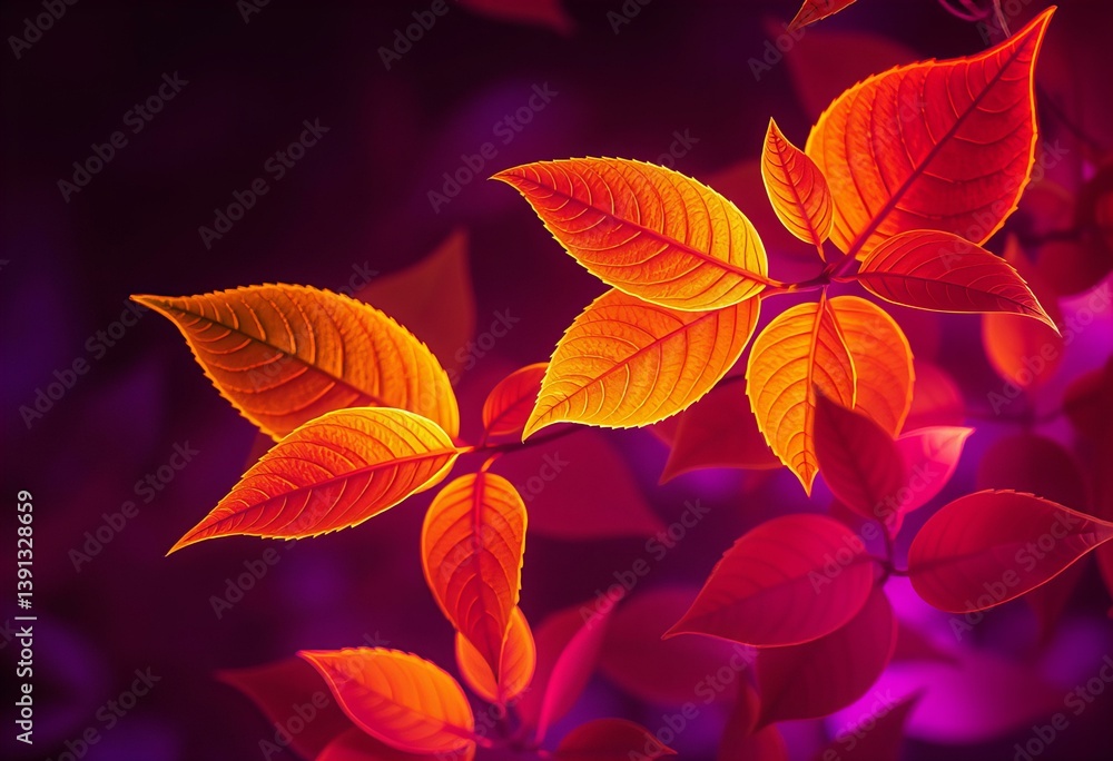 Featuring Neon glowing leaves, high quality Featuring Neon glowing leaves, high quality