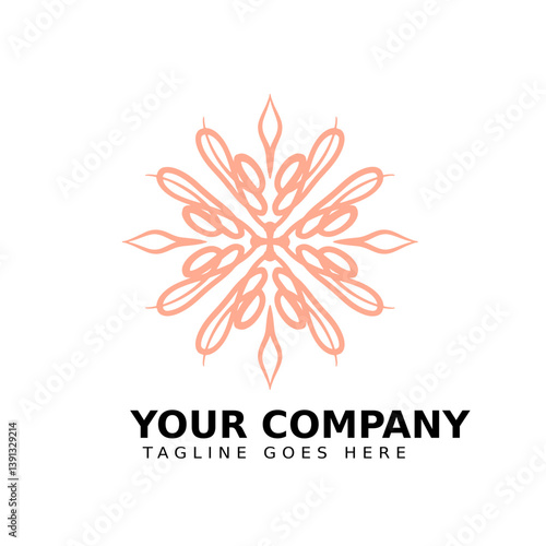 Light coral floral burst symmetrical logo design